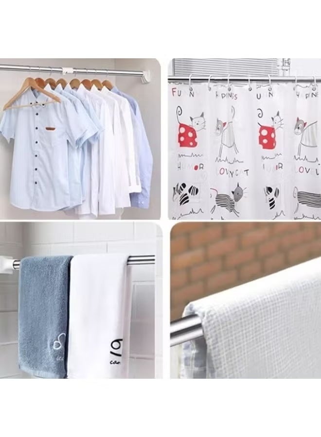 Shower Curtain Rail Curtain Rod Short Extendable Stainless Steel Tension Rod With No Drilling Modern Telescopic Shower Curtain Pole - Image 3